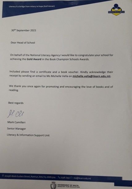 gold award letter