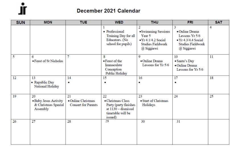December calendar