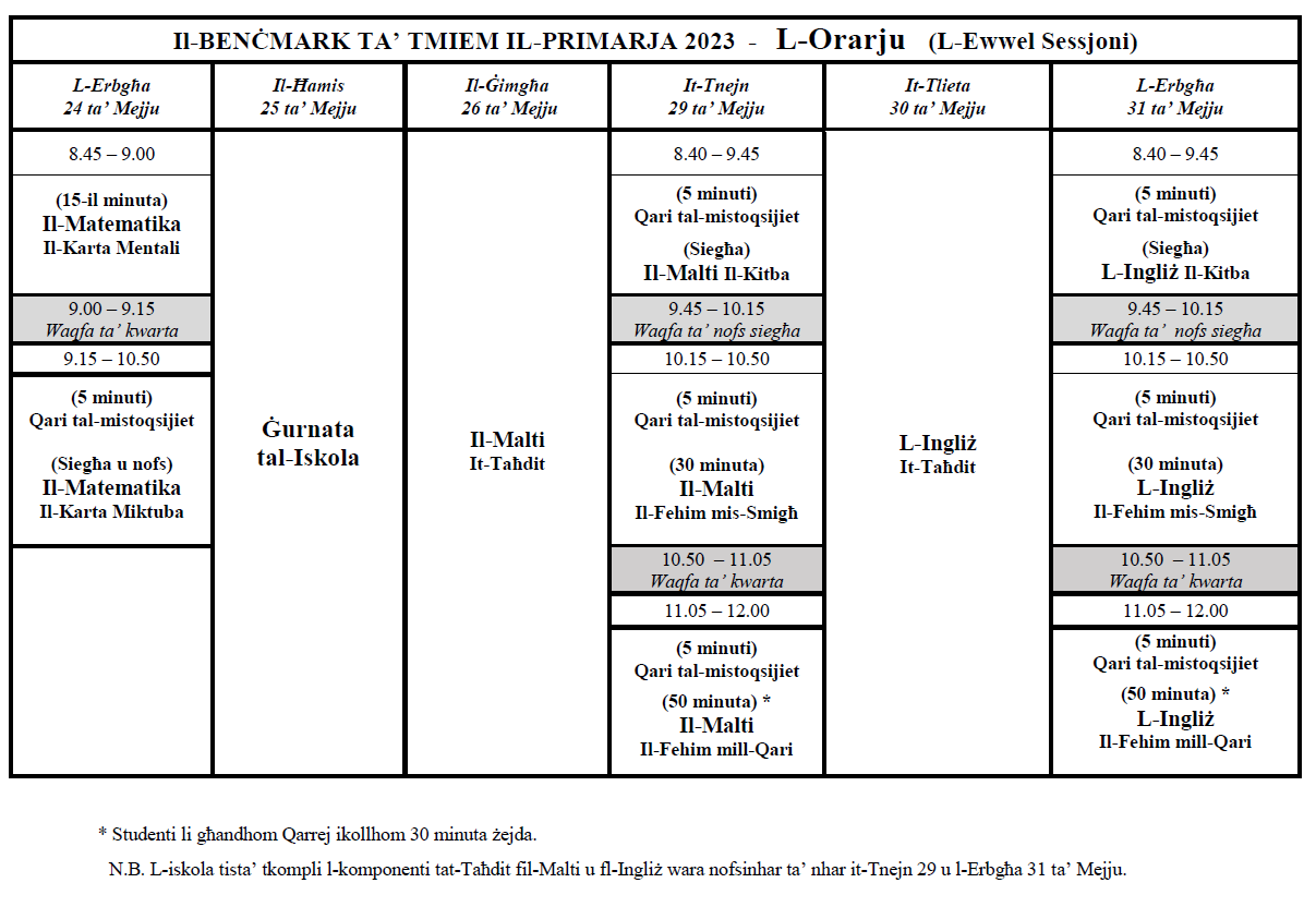 timetable maltese